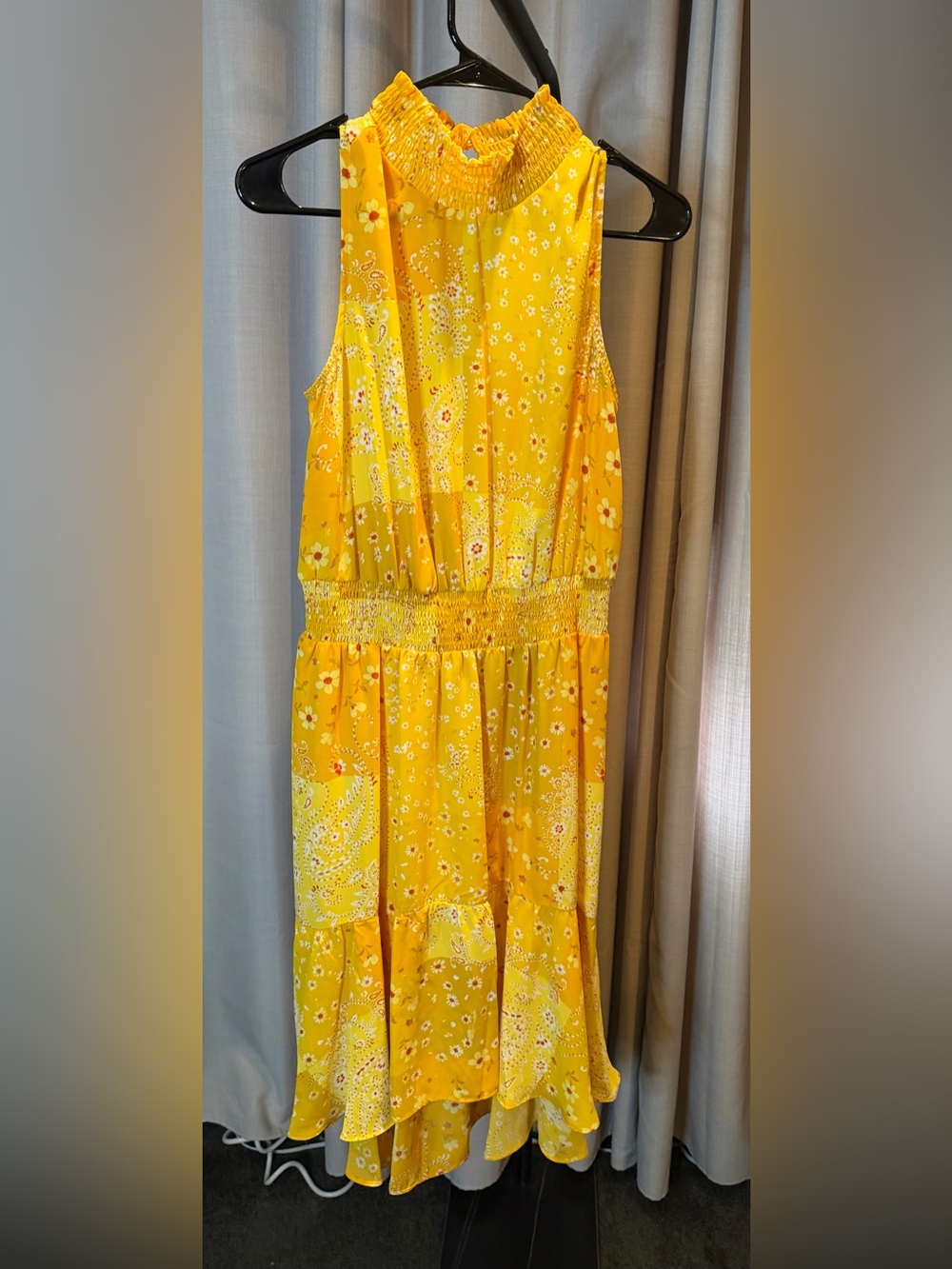 Nanette Lepore Bright Yellow Paisley & Floral Sleeveless Dress